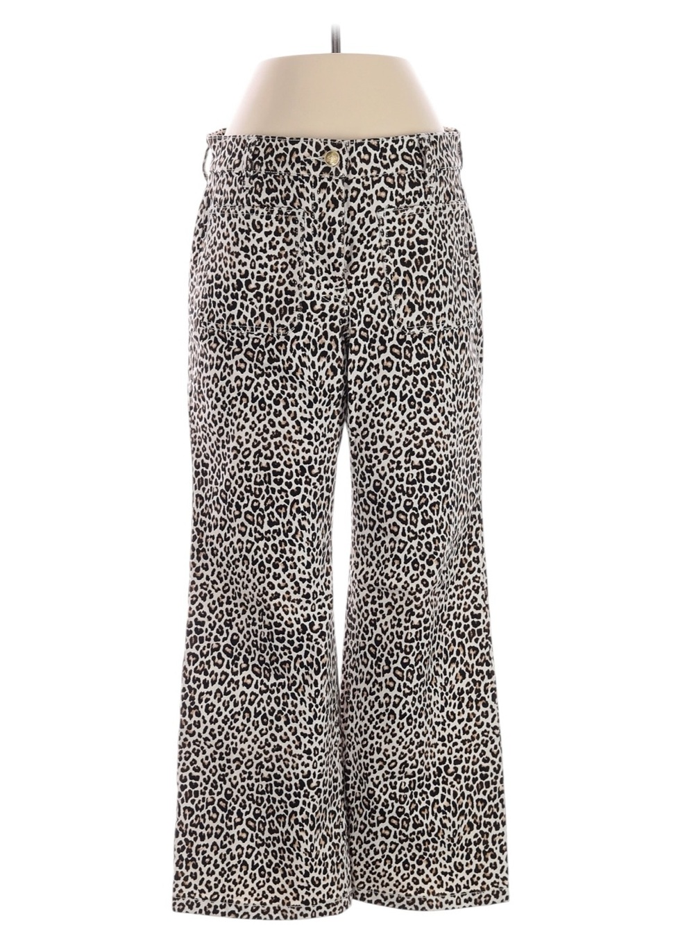 J. Crew High Rise Kickout Jean Sailor Pocket in Leopard Print 26 Tan Black NWT
